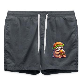 Süßes Faultier Hamburger Cheeseburger Fast Food Ca - Badeshorts - Anthrazit - Vorne - AI Model Male 185 light (185cm)
