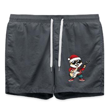 Akita Dog Guitare Rocker de Noël - Short de bain - charbon - Devant - AI Model Male 185 light (185cm)