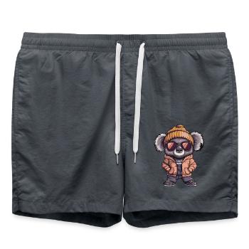 Koala Winter Comic - Badeshorts - Anthrazit - Vorne - AI Model Male 185 light (185cm)