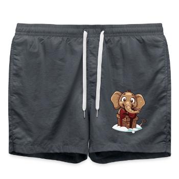 Niedlicher Elefant packt Geschenk aus - Badeshorts - Anthrazit - Vorne - AI Model Male 185 light (185cm)