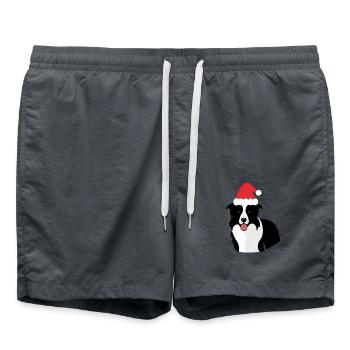 Border collie porte chapeau de père Noël - Short de bain - charbon - Devant - AI Model Male 185 light (185cm)
