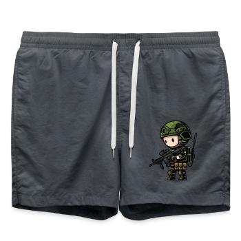 kleiner süsser aufklärungsoldat - Badeshorts - Anthrazit - Vorne - AI Model Male 185 light (185cm)