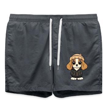 Cocker Spaniel Chien Dessin animé - Short de bain - charbon - Devant - AI Model Male 185 light (185cm)