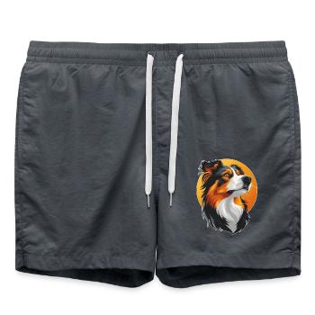 Berger Australien Portrait Chien Chiens de troupeau - Short de bain - charbon - Devant - AI Model Male 185 light (185cm)