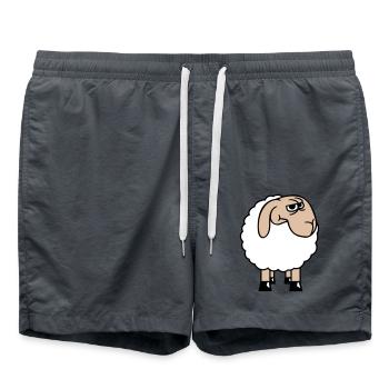 Sheep looks skeptical, critical, suspicious stares - Swim Trunks - anthracite - Front - AI Model Male 185 light (185cm)