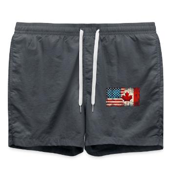 USA Canada Friendship Flag North America - Swim Trunks - anthracite - Front - AI Model Male 185 light (185cm)