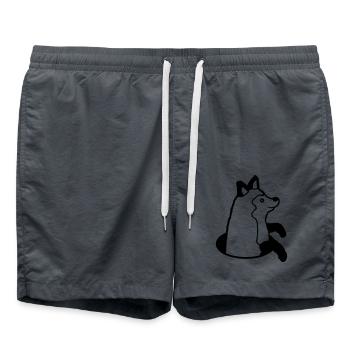 Fuchs Guckt Lustig aus Boden Loch Glücklich Cool - Badeshorts - Anthrazit - Vorne - AI Model Male 185 light (185cm)