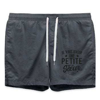 Je vais avoir une petite sœur - Short de bain - charbon - Devant - AI Model Male 185 light (185cm)