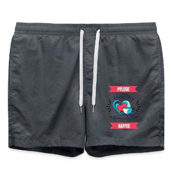Pflege braucht Herz - Badeshorts - Anthrazit - Vorne - AI Model Male 185 light (185cm)
