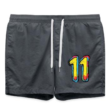 11 Number symbol - Swim Trunks - anthracite - Front - AI Model Male 185 light (185cm)