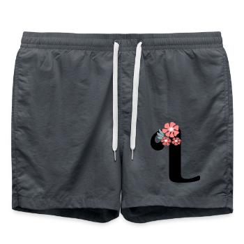 Letter l Minimalist Flowers - Swim Trunks - anthracite - Front - AI Model Male 185 light (185cm)