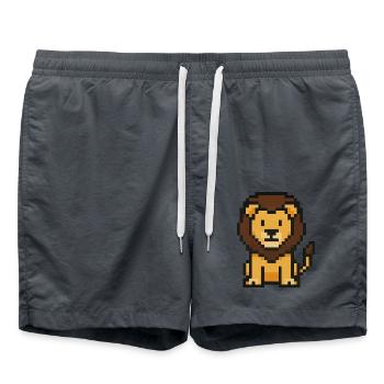 Lion Pixel - Swim Trunks - anthracite - Front - AI Model Male 185 light (185cm)