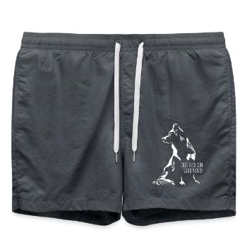 Silhouette de berger australien Aussie Wilsigns - Short de bain - charbon - Devant - AI Model Male 185 light (185cm)