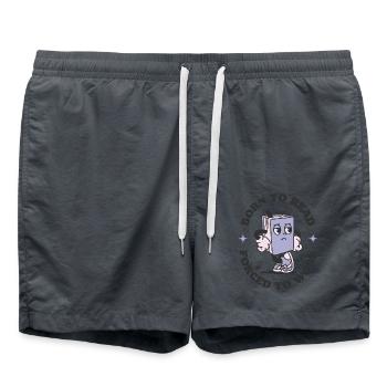 Born To Read Forced To Work - Swim Trunks - anthracite - Front - AI Model Male 185 light (185cm)