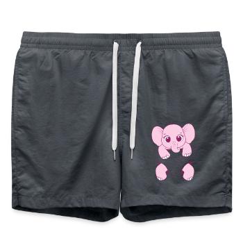 Baby Elefant tragen rosa Elefantenbaby Babyelefant - Badeshorts - Anthrazit - Vorne - AI Model Male 185 light (185cm)