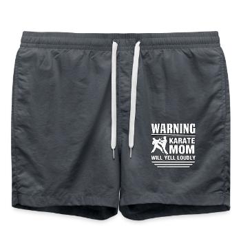 Warnung Karate Mama wird laut schreien - Badeshorts - Anthrazit - Vorne - AI Model Male 185 light (185cm)