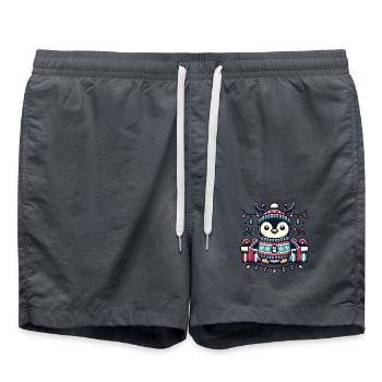 Cute Christmas Penguin with Fairy Lights - Swim Trunks - anthracite - Front - AI Model Male 185 light (185cm)