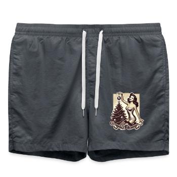 Retro Weihnachts Pin-Up Vintage Charme - Badeshorts - Anthrazit - Vorne - AI Model Male 185 light (185cm)