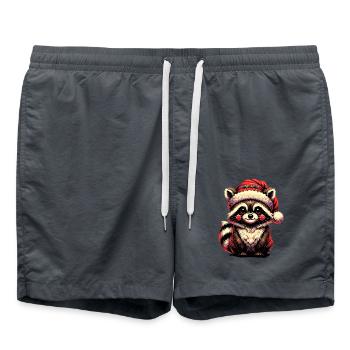 Cute Christmas raccoon with hat - Swim Trunks - anthracite - Front - AI Model Male 185 light (185cm)