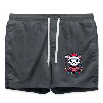 Chat de Noël avec des guirlandes lumineuses - Short de bain - charbon - Devant - AI Model Male 185 light (185cm)