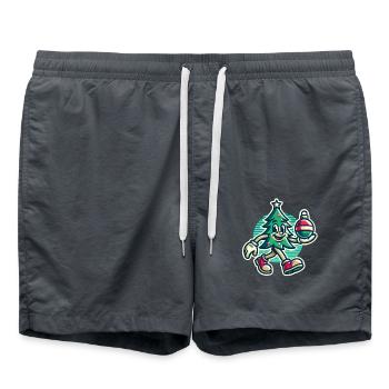 Lustiger Retro Weihnachtsbaum mit Kugel - Badeshorts - Anthrazit - Vorne - AI Model Male 185 light (185cm)