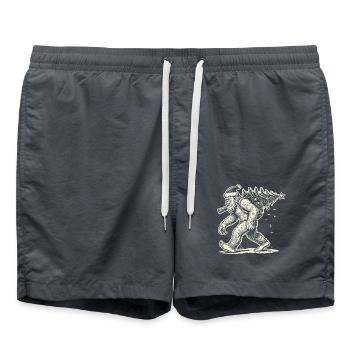 Bigfoot de Noël avec arbre de Noël - Short de bain - charbon - Devant - AI Model Male 185 light (185cm)