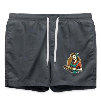 Vintage baker with cookie tray illustration - Swim Trunks - anthracite - Front - AI Model Male 185 light (185cm)