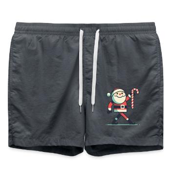 lustiHappy Santa avec canne à sucre - Short de bain - charbon - Devant - AI Model Male 185 light (185cm)
