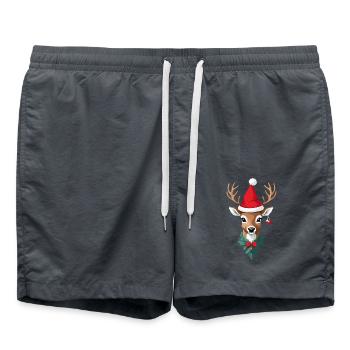 Joyeux Noël Renne avec chapeau - Short de bain - charbon - Devant - AI Model Male 185 light (185cm)