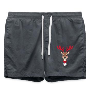 Renne de Noël avec écharpe - Short de bain - charbon - Devant - AI Model Male 185 light (185cm)