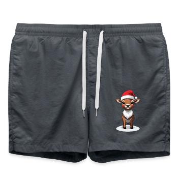 Renne de Noël avec chapeau - Short de bain - charbon - Devant - AI Model Male 185 light (185cm)