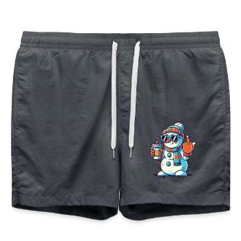 Cool snowman with coffee and sunglasses - Swim Trunks - anthracite - Front - AI Model Male 185 light (185cm)