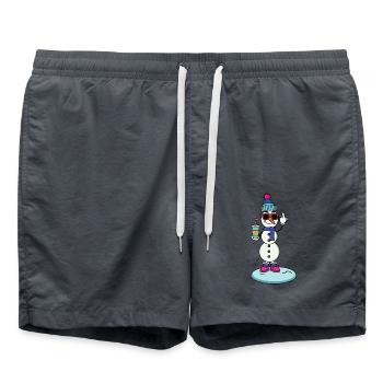 Cool snowman with iced coffee and sunglasses - Swim Trunks - anthracite - Front - AI Model Male 185 light (185cm)