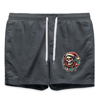 Crâne de Noël avec chapeau de Père Noël - Short de bain - charbon - Devant - AI Model Male 185 light (185cm)