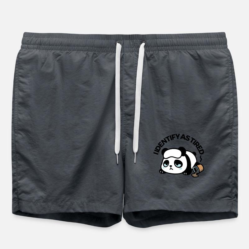 Tired panda needs coffee - Swim Trunks - anthracite
