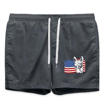 Basenji US Amerika Fahne Hunde Wilsigns - Badeshorts - Anthrazit - Vorne - AI Model Male 185 light (185cm)