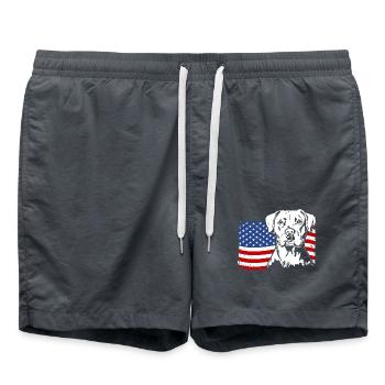 Dogo Argentino US America Flag Dogs Wilsigns - Swim Trunks - anthracite - Front - AI Model Male 185 light (185cm)