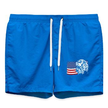 German Longhair US America Flag Dogs Wilsigns - Swim Trunks - cobalt blue - Front