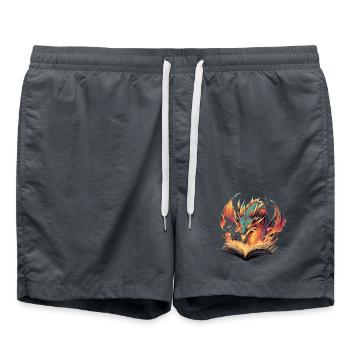 Dragon Book Transformation Fire Design - Short de bain - charbon - Devant - AI Model Male 185 light (185cm)