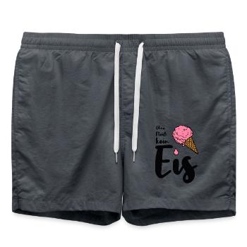 Ohne Fleiß kein Eis Spruch Eisverkäufer Sommer - Badeshorts - Anthrazit - Vorne - AI Model Male 185 light (185cm)