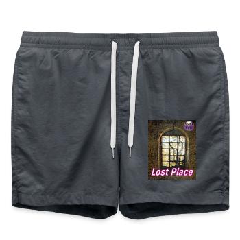 With uncutURBEX on Lost Place Tour - Swim Trunks - anthracite - Front - AI Model Male 185 light (185cm)