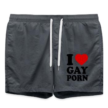 I love gay porn - Swim Trunks - anthracite - Front - AI Model Male 185 light (185cm)