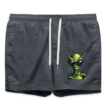 Cool Green Alien - Alien with sunglasses - Swim Trunks - anthracite - Front - AI Model Male 185 light (185cm)