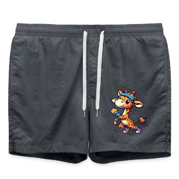 Jogging Girafe Fitness Cartoon - Short de bain - charbon - Devant - AI Model Male 185 light (185cm)