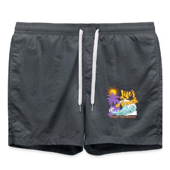 Life is a beach - Enjoy the waves - Badeshorts - Anthrazit - Vorne - AI Model Male 185 light (185cm)