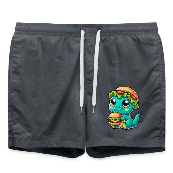 Skurriler Dinosaurier T-Rex mit Kürbishut - Badeshorts - Anthrazit - Vorne - AI Model Male 185 light (185cm)