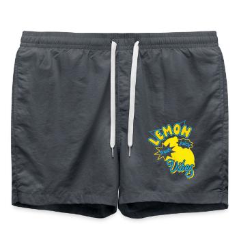 Zitronen Lemon Vibes Juicy Fruits Sommer Sonne - Badeshorts - Anthrazit - Vorne - AI Model Male 185 light (185cm)