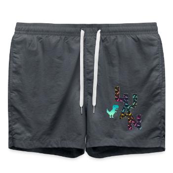 LUAN - Beautiful boy name with dinosaur - Swim Trunks - anthracite - Front - AI Model Male 185 light (185cm)
