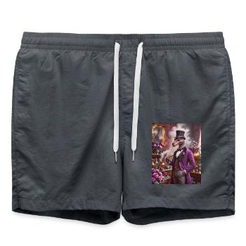 Dinos noble dinosaur with bowler hat - Swim Trunks - anthracite - Front - AI Model Male 185 light (185cm)