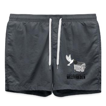 Agent in action for world peace - Swim Trunks - anthracite - Front - AI Model Male 185 light (185cm)